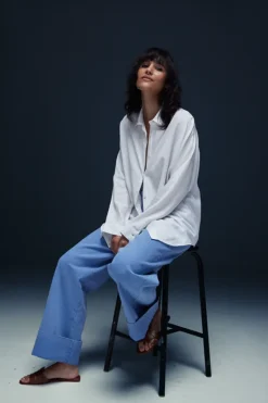 Aveny Beverly Pant Cotton Twill Faded Denim