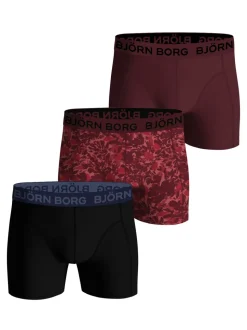 Björn Borg Cotton Stretch Boxer 3-pack Black, Print, Red