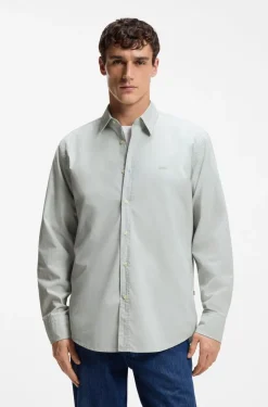 Boss Regular fit shirt in cotton poplin Light Grey