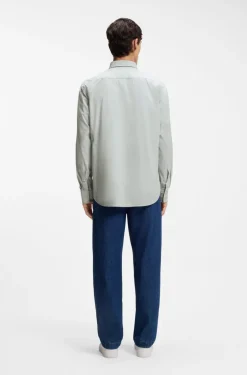 Boss Regular fit shirt in cotton poplin Light Grey