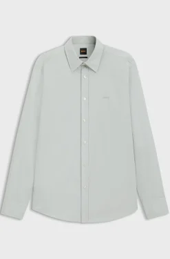 Boss Regular fit shirt in cotton poplin Light Grey