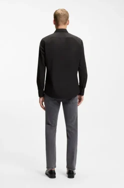Boss Regular Fit Shirt in Cotton Poplin Black