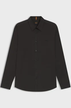 Boss Regular Fit Shirt in Cotton Poplin Black