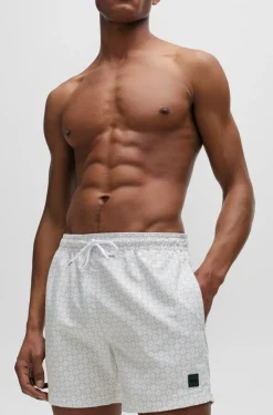 Boss Vibe Micro-print Swim Shorts White