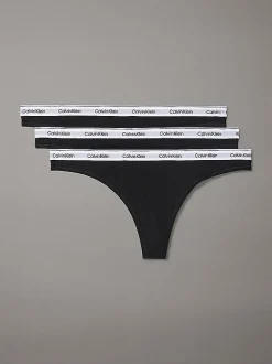 Calvin Klein 3 Pack Thongs – Modern Logo Black