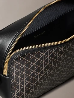 Calvin Klein Allover Monogram Logo Camera Bag Black AOP