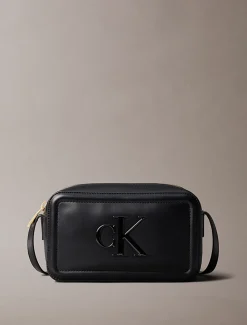 Calvin Klein Embossed Monogram Logo Camera Bag Black
