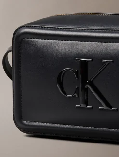 Calvin Klein Embossed Monogram Logo Camera Bag Black