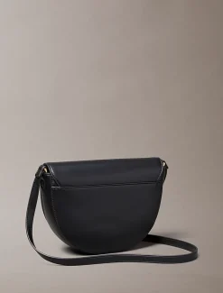 Calvin Klein Embossed Monogram Logo Saddle Bag Black