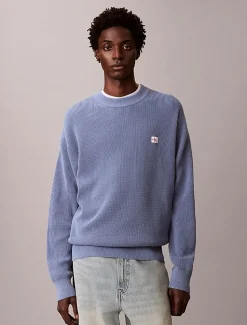 Calvin Klein Jeans Cotton Waffle Knit Jumper Dusty Sailor Blue