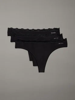 Calvin Klein 3-Pack Lace Thong Black