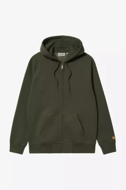 Carhartt WIP Hooded Chase Sweat Jacket Olive / Gold