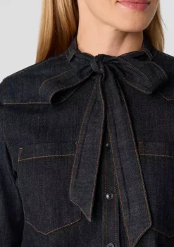 Comma, Denim Tie Blouse Blue
