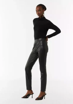 Comma, Faux Leather Trousers Black