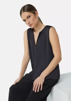 Comma, Pleated Blouse Top Navy