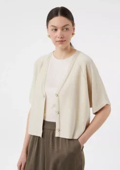 Comma, Short Sleeve Cardigan Beige