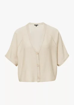 Comma, Short Sleeve Cardigan Beige
