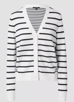 Comma, Striped Cardigan White