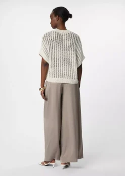 Comma, Wide Satin Trousers Brown