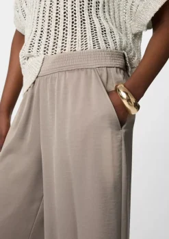 Comma, Wide Satin Trousers Brown