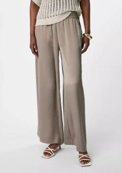 Comma, Wide Satin Trousers Brown