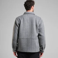 Dedicated Wool Jacket Fagersta Herringbone Black