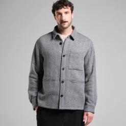 Dedicated Wool Jacket Fagersta Herringbone Black