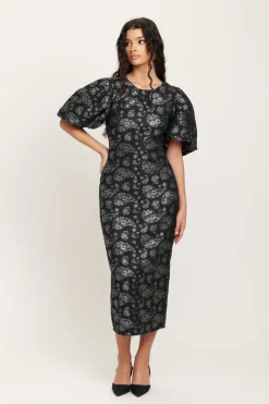 Dry Lake Liz Long Dress Silver Flower