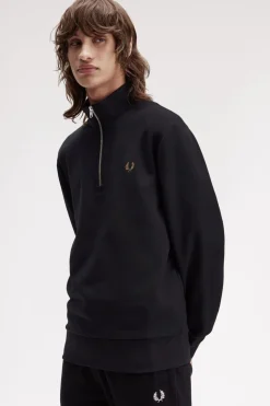 Fred Perry Half Zip Sweatshirt Black/Shaded Stone