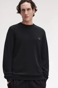 Fred Perry Pique Stitch Jumper Black