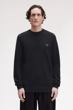 Fred Perry Pique Stitch Jumper Black