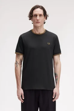 Fred Perry Twin Tipped T-Shirt Black / Shaded Stone