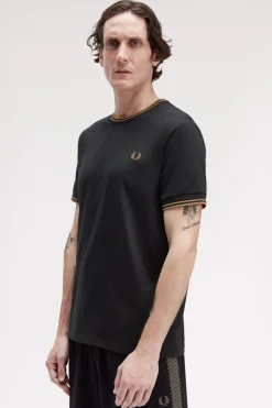 Fred Perry Twin Tipped T-Shirt Black / Shaded Stone