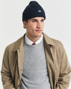 Gant Cotton Bleng Logo Beanie Marine