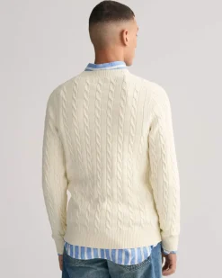 Gant Cotton Cable C-Neck Cream