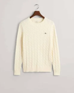 Gant Cotton Cable C-Neck Cream