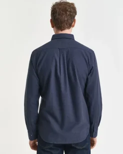 Gant Reg Flannel Melange Shirt Dark Indigo Melange