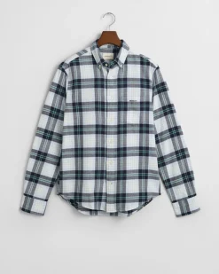 Gant Reg Flannel Plaid Shirt Fresh Blue
