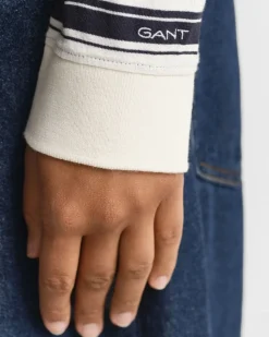 Gant Striped Ls Polo Cream