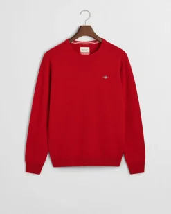 Gant Superfine Lambswool Crew Neck Jumper Bright Red