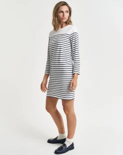 Gant Woman Breton 3/4 Sleeve Dress Eggshell