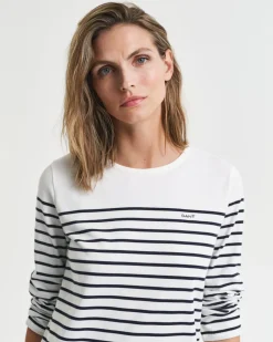 Gant Woman Breton 3/4 Sleeve Dress Eggshell