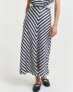 Gant Woman Chevron Striped Skirt Evening Blue