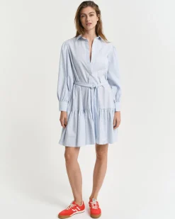 Gant Woman Classic Striped Poplin Dress Fresh Blue