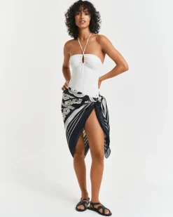 Gant Woman G Pattern Cotton Silk Sarong Black