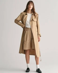 Gant Woman Pleated Chino Shorts Dark Khaki