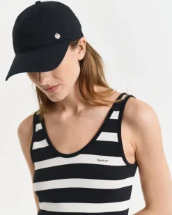 Gant Woman Striped Tank Top Jersey Midi Dress Black