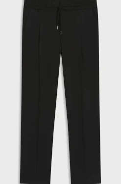 Hugo Slim Fit Trousers in Twill Fabric with Drawstring Waist Black