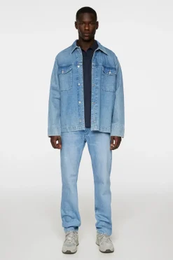 J.Lindeberg Hunt Washed Denim Overshirt Light Blue