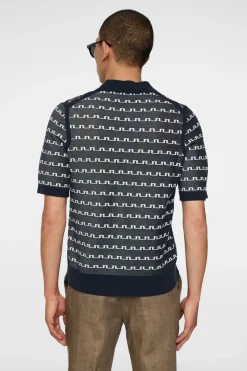 J.Lindeberg Rolando Logo Jacquard Polo JL Navy
